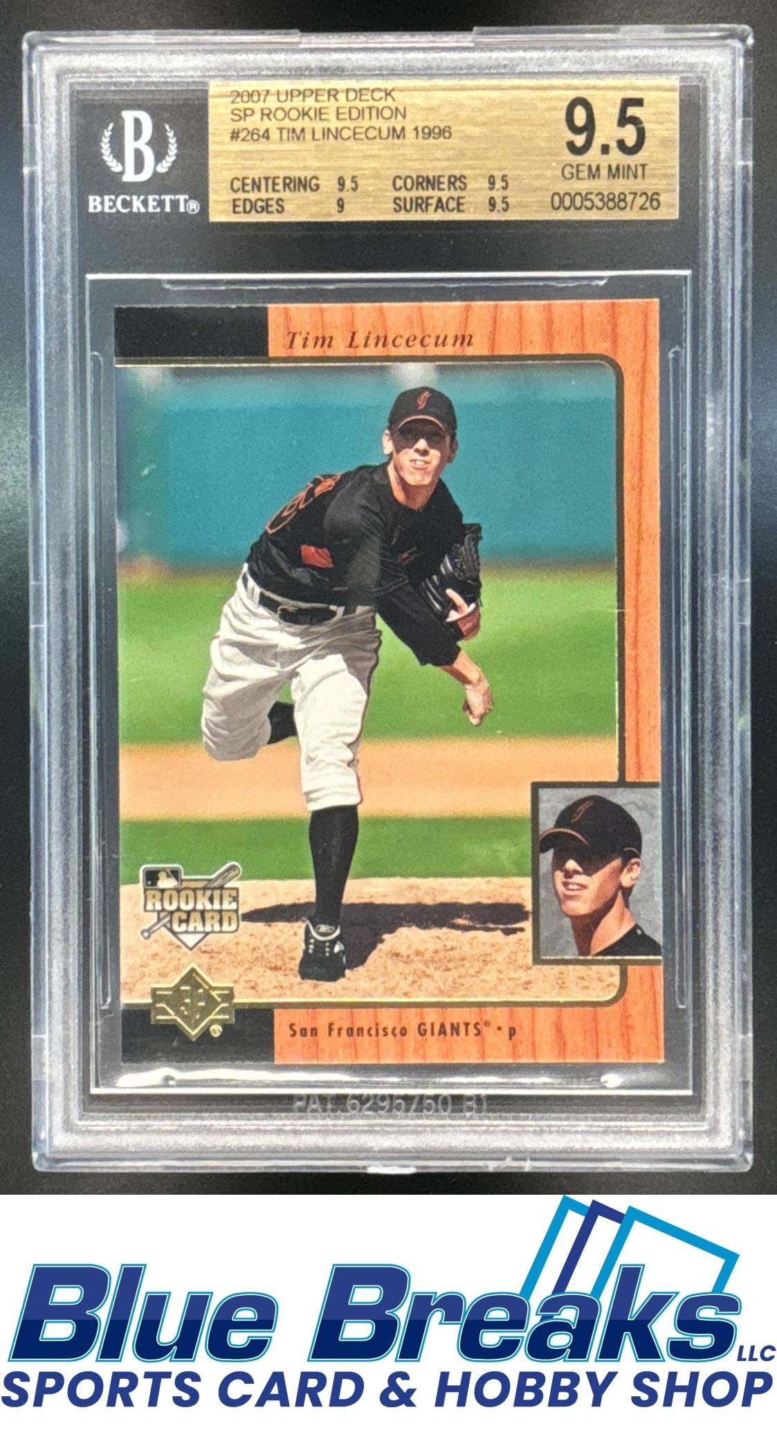 2007 SP RC Edition Tim Lincecum [RC] #264 BGS 9.5 San Francisco Giants