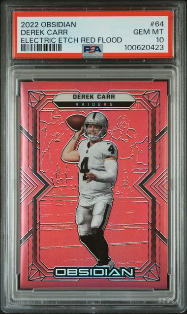 2022 Panini - Obsidian - Electric Etch Red Flood - Derek Carr - 14/29 - #64 - PSA 10 - football - Raiders