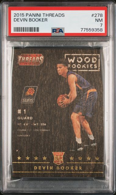 2015 Panini - Threads - Wood Rookies - Devin Booker - RC - #278 - PSA 7 - basketball - Suns