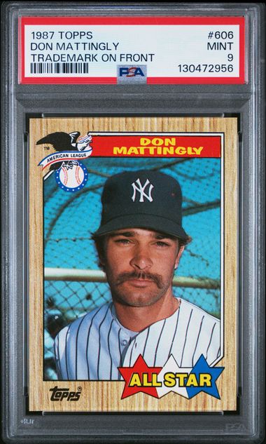 1987 Topps - Trademark on Front - Don Mattingly - #606 - PSA 9 - baseball - Yankees