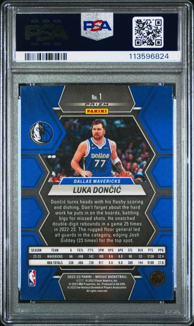 2022 Panini - Mosaic - green - Luka Doncic - #1 - PSA 8 - basketball - Mavericks