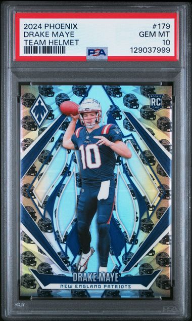 2024 Panini - Phoenix - Team Helmet - Drake Maye - 358/399 - RC - #179 - PSA 10 - football - Patriots