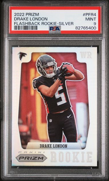 2022 Panini - Prizm - Flashback Rookie - Silver - Drake London - #PFR-4 - PSA 9 - football - Falcons
