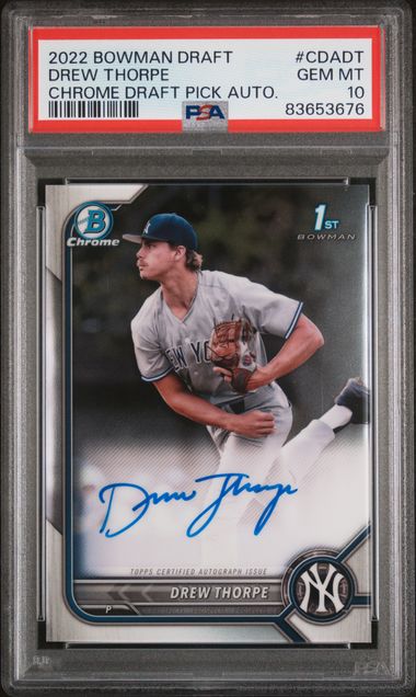 2022 Bowman Draft - 1st Bowman - Chrome Draft Pick - Drew Thorpe - auto - #CDA-DT - PSA 10 - baseball - Yankees