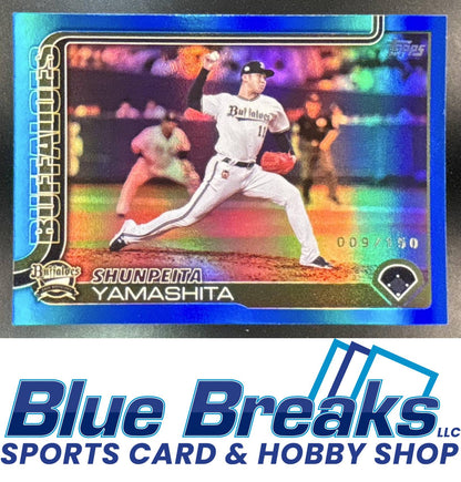 2025 Topps Chrome NPB Blue Refractor Shunpeita Yamashita 009/150 #111 Buffaloes