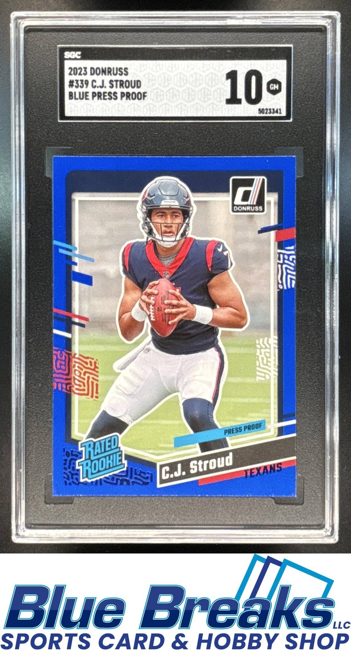 2023 Panini Donruss C.J. Stroud #339 Press Proof Blue RC Rated SGC 10