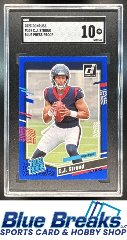 2023 Panini Donruss C.J. Stroud #339 Press Proof Blue RC Rated SGC 10