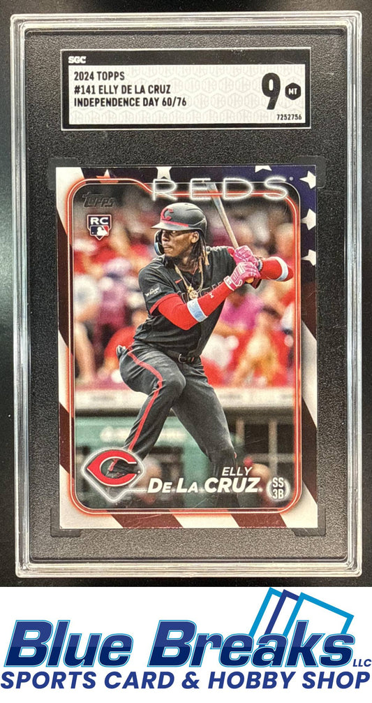 2024 Topps Elly De La Cruz #141 Independence Day 60/76 RC SGC 9 Cincinnati Reds