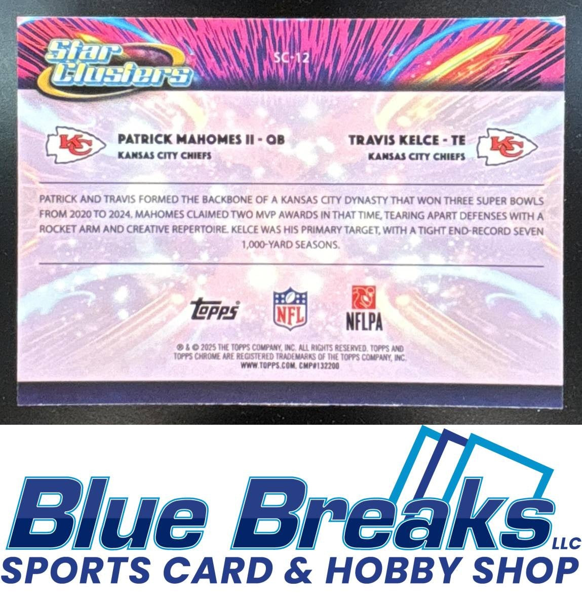 2025 Topps Cosmic Chrome Travis Kelce Patrick Mahomes II #SC-12 Star Clusters Kansas City Chiefs
