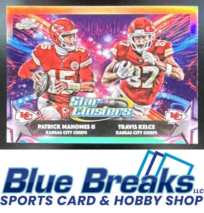 2025 Topps Cosmic Chrome Travis Kelce Patrick Mahomes II #SC-12 Star Clusters Kansas City Chiefs