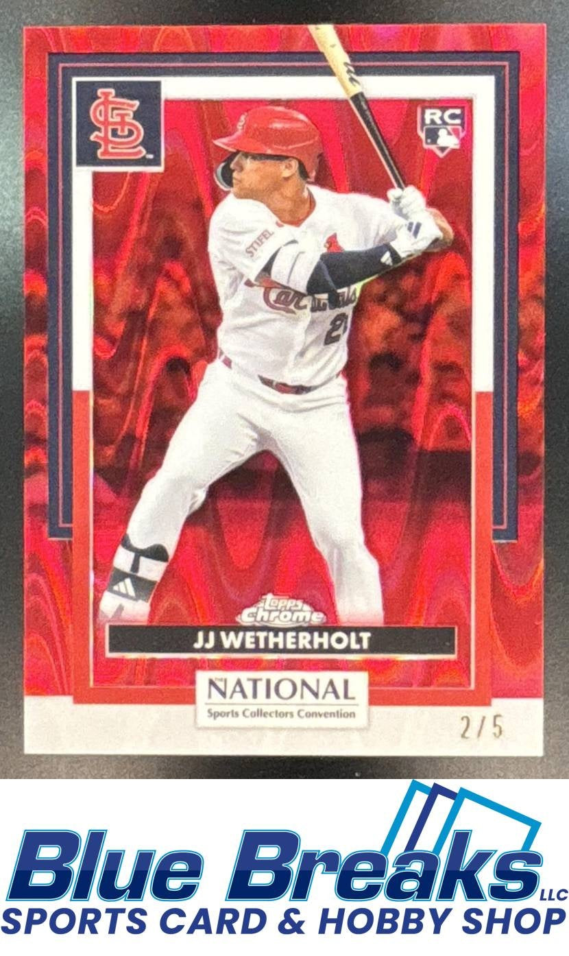 2026 Topps Chrome NSCC Collection JJ Wetherholt #MLB-23 Red Raywave 2/5 RC St. Louis Cardinals