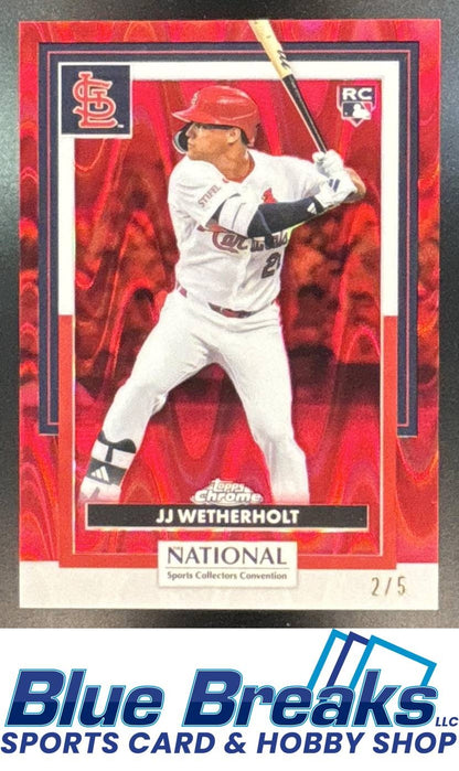 2026 Topps Chrome NSCC Collection JJ Wetherholt #MLB-23 Red Raywave 2/5 RC St. Louis Cardinals