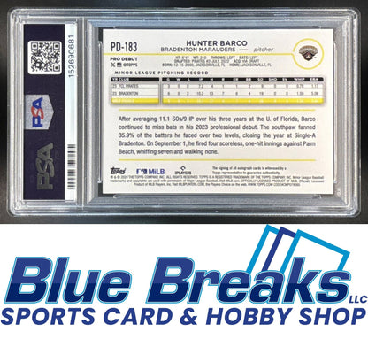 2024 Topps Pro Debut Auto FoilFractor Hunter Barco #PD-183 PSA 8 baseball Pirates