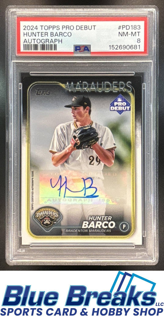 2024 Topps Pro Debut Auto FoilFractor Hunter Barco #PD-183 PSA 8 baseball Pirates