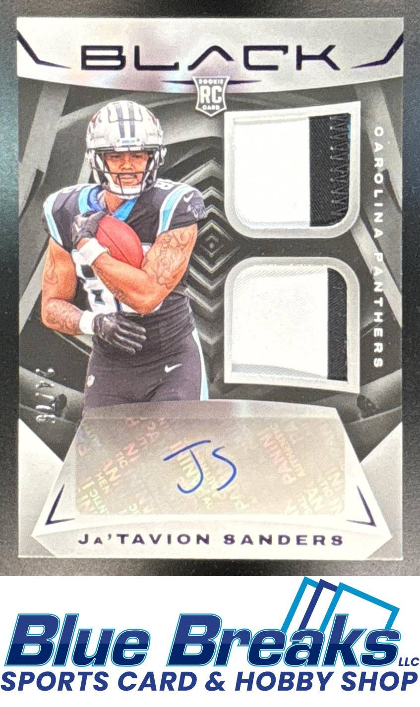 2024 Panini Black Relic Auto Ja'Tavion Sanders #RSM-22 Rookie Signature Material Royal 24/75 Carolina Panthers