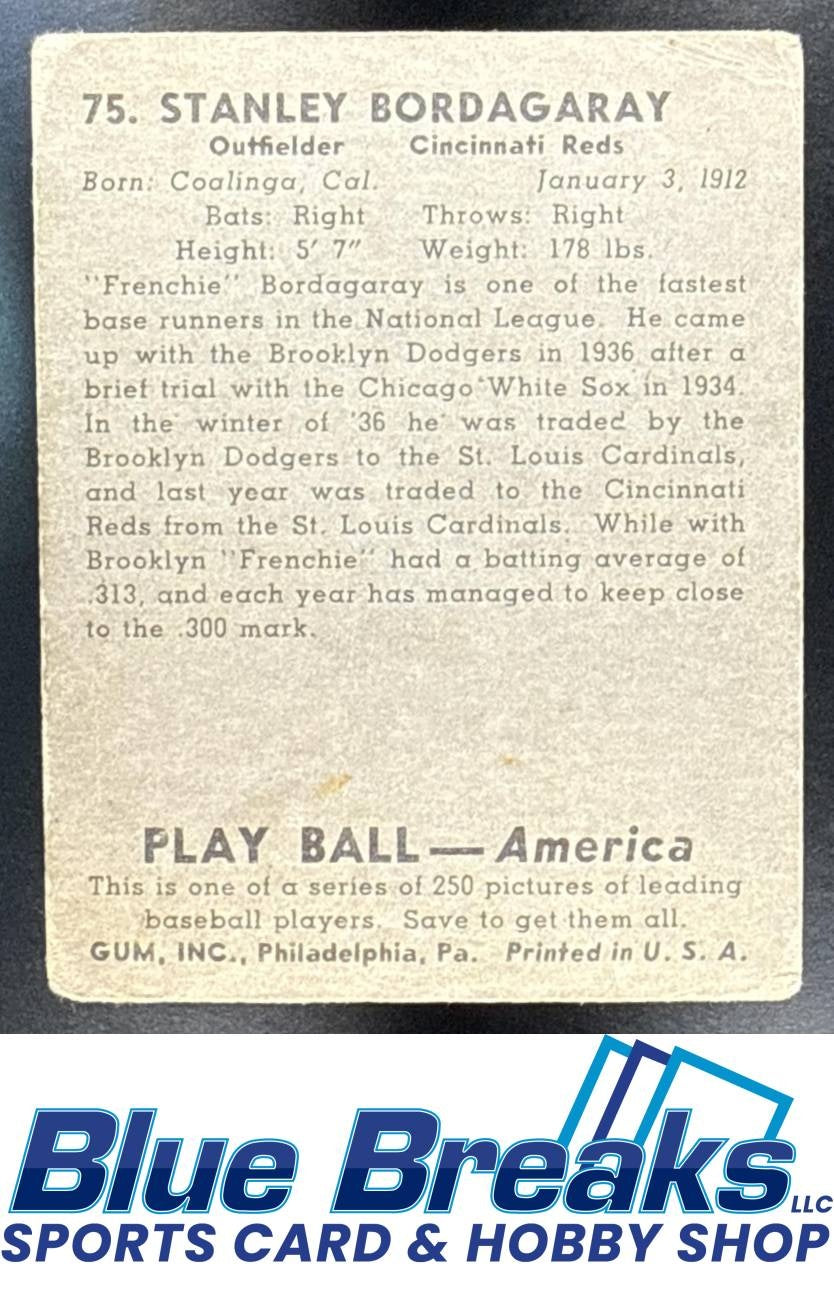 1939 Play Ball Stanley "Frenchy" Bordagaray Reds #75 baseball