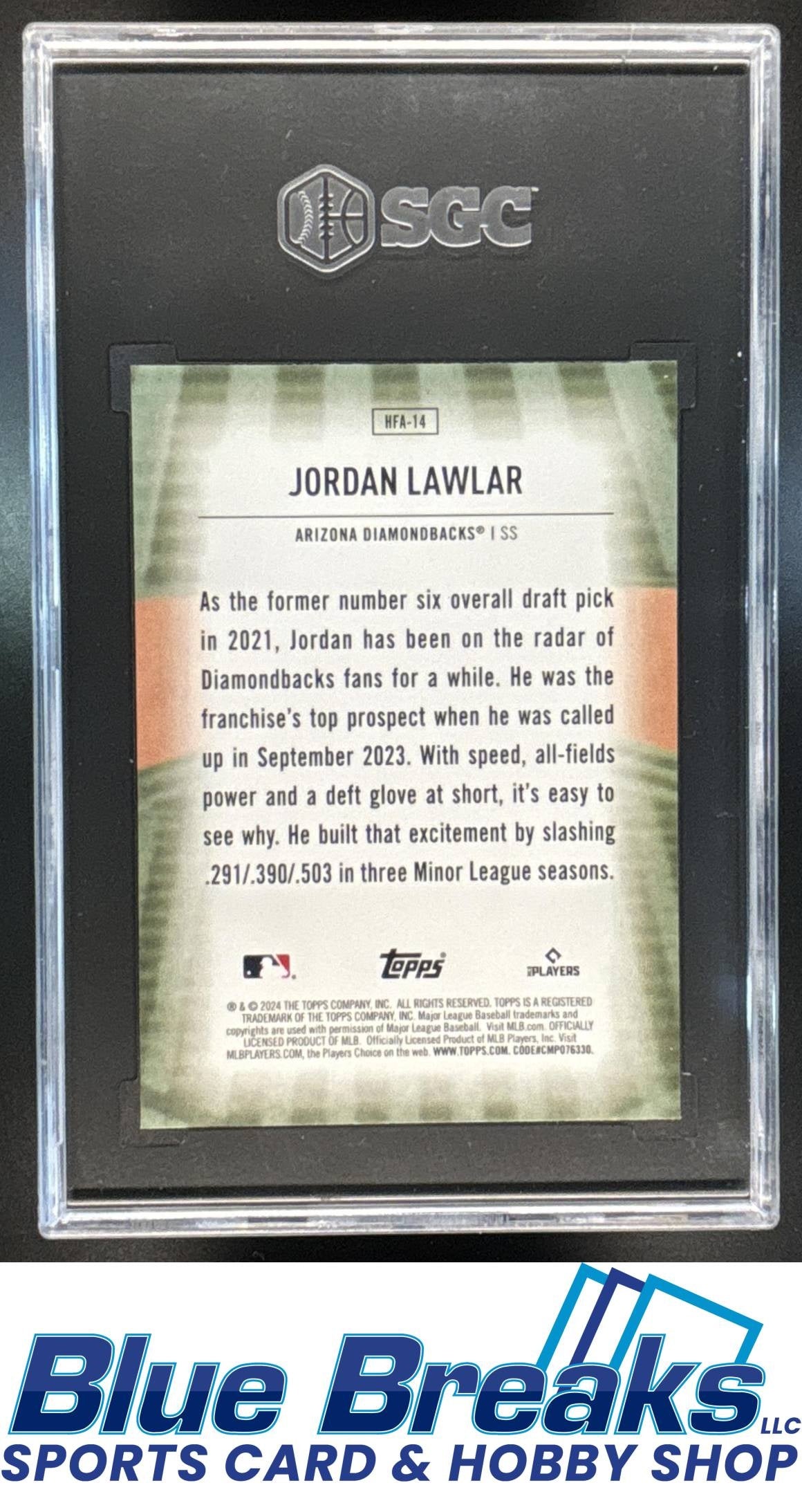 2024 Topps Homefield Advantage Jordan Lawlar RC #HFA-14 SGC 10 Diamondbacks