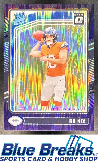 2024 Panini Donruss Optic Purple Shock Bo Nix [RC] #209 Rated RC Denver Broncos