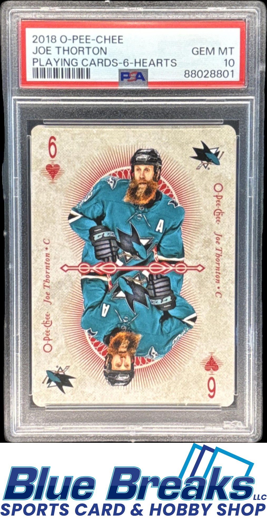 2018-19 O-Pee-Chee Playing Cards Joe Thornton [RC] #6? PSA 10 San Jose Sharks