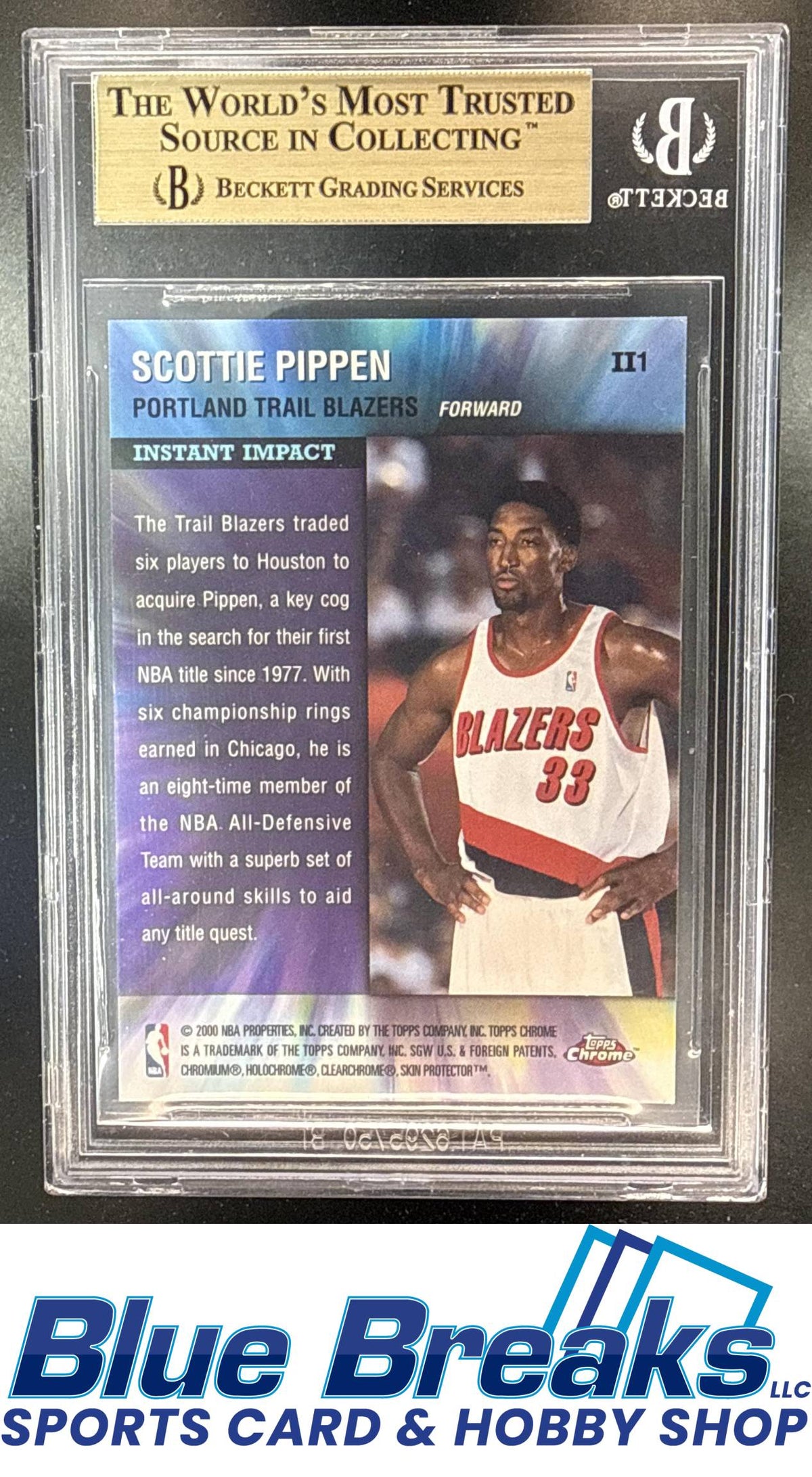 1999 Topps Chrome Scottie Pippen #II1 Instant Impact Refractor BGS 9.5 Portland Trailblazers
