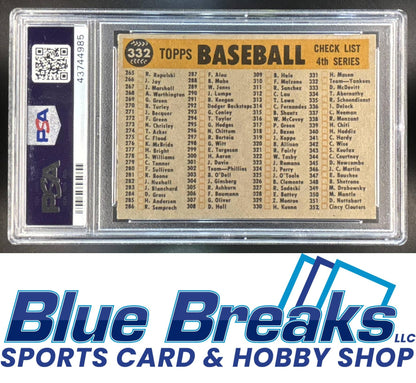 1960 Topps New York Yankees CL [RC] #332 Team Card baseball PSA 6