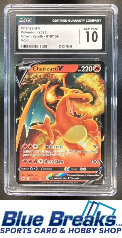 2023 Pokemon Sword & Shield Crown Zenith Charizard V #018/159 CGC 10