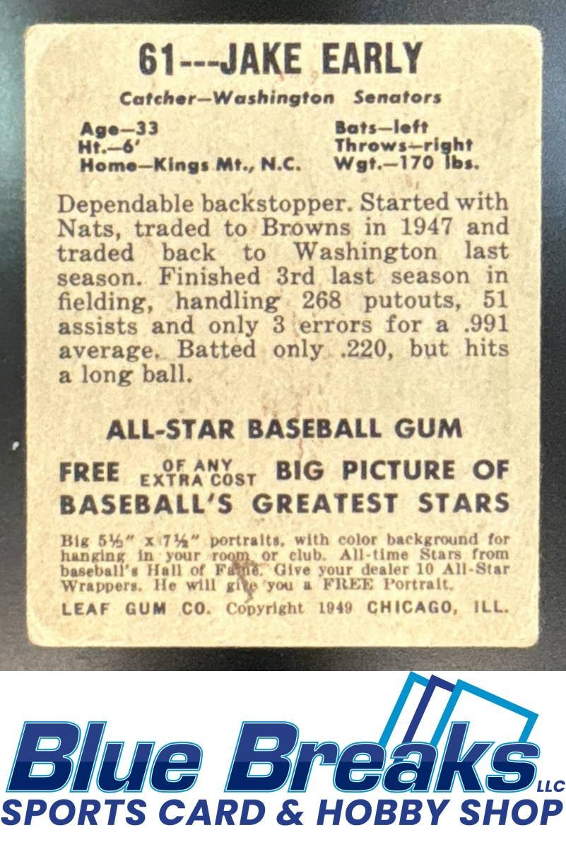 1949 Leaf Jake Early #61 Senators