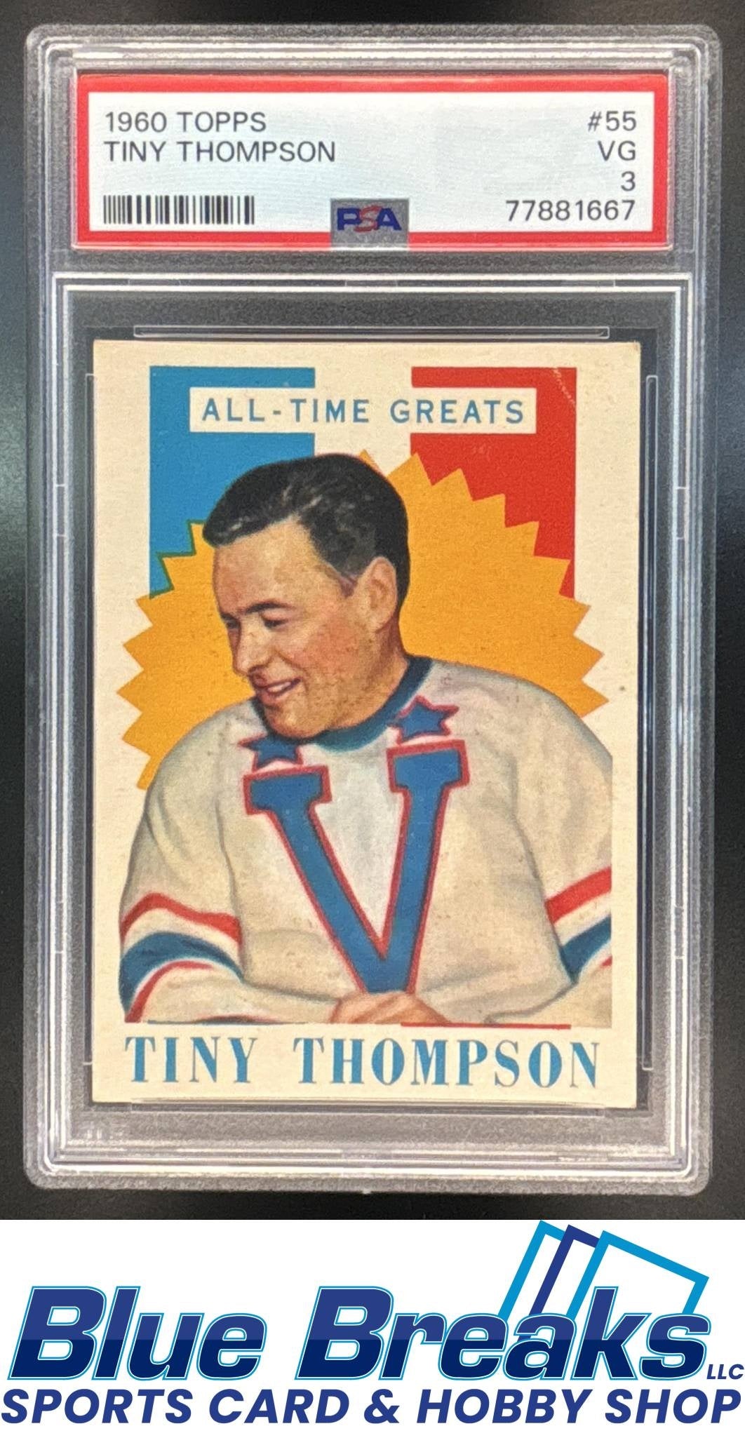 1960-61 Topps Tiny Thompson #55 PSA 3 Boston Bruins