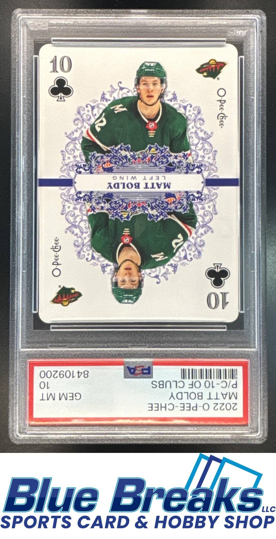 2022 O-Pee-Chee P/C 10 of Clubs Matt Boldy PSA 10 Minnesota Wilds