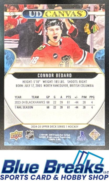 2024-25 Upper Deck UD Canvas Connor Bedard [RC] #C-72 Chicago Blackhawks