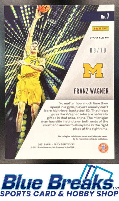 2021 Panini Chronicles Draft Picks Franz Wagner #7 Gold 08/10 RC Michigan Wolverines