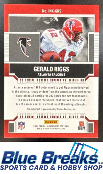 2024 Panini Contenders Gerald Riggs #INK-GRS NFL Ink Auto Bronze /25 Falcons