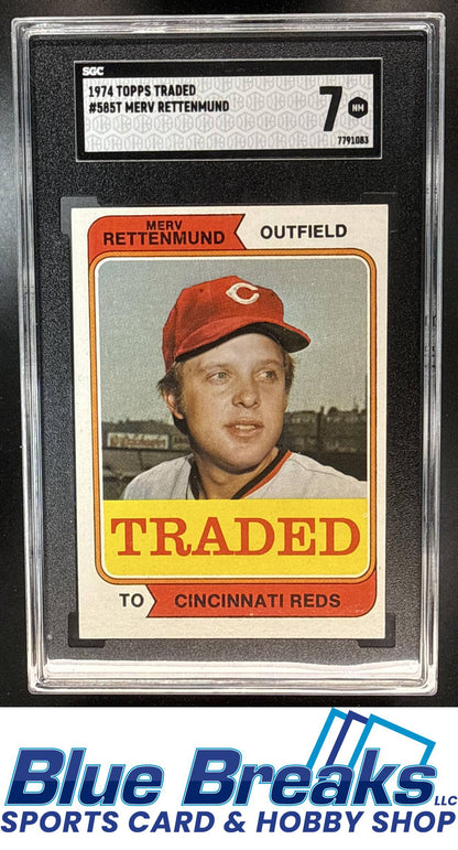 1974 Topps Traded Merv Rettenmund #585T SGC 7 Cincinnati Reds