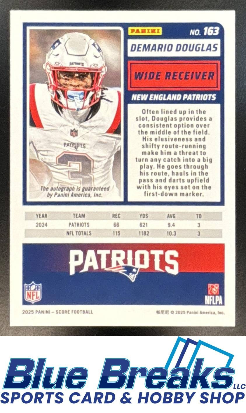 2025 Panini Score Demario Douglas #163 Signatures Gold Zone /50 Auto Patriots