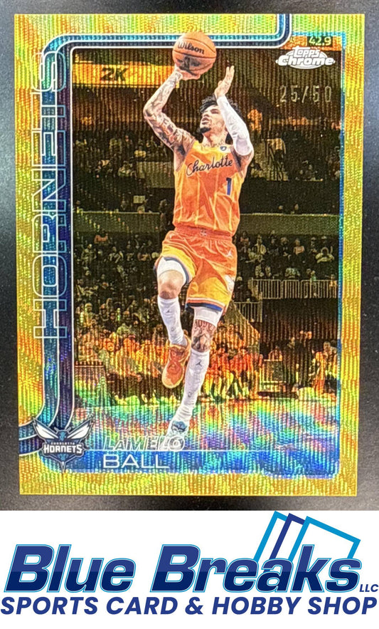 2025 Topps Chrome Update LaMelo Ball #50 Gold Wave Refractor 25/50 Charlotte Hornets