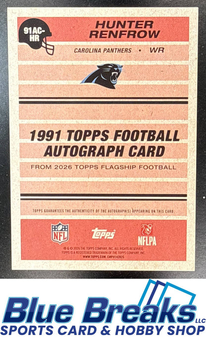 2026 Topps 1991 Auto Hunter Renfrow [RC] #91AC-HR Carolina Panthers