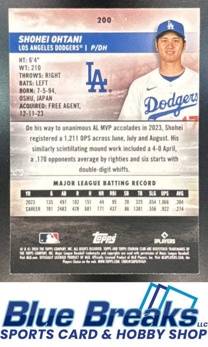 2024 Topps Stadium Club Chrome Shohei Ohtani [RC] #200 Los Angeles Dodgers