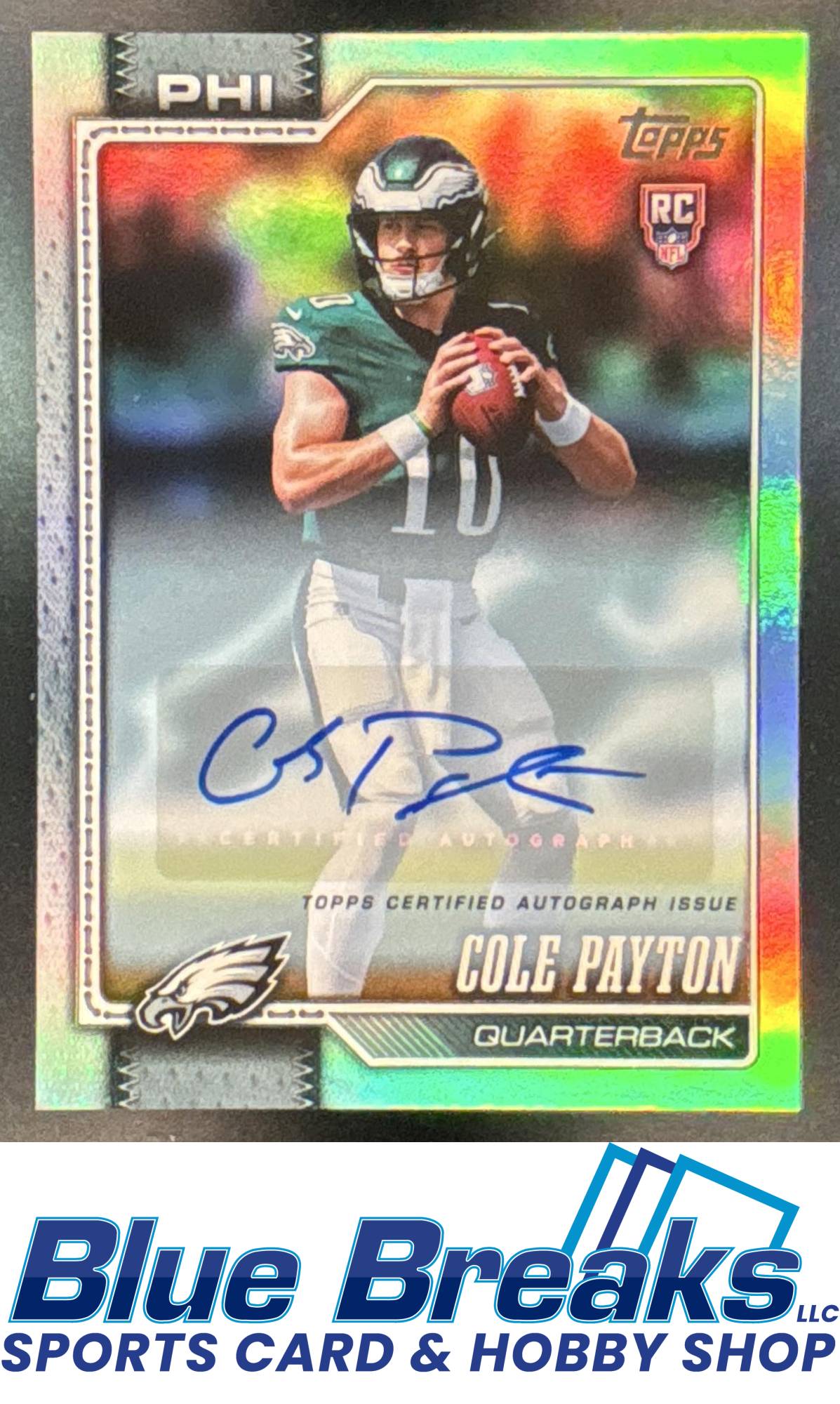 2026 Topps Real One Auto Cole Payton RC #307 SSP Philadelphia Eagles
