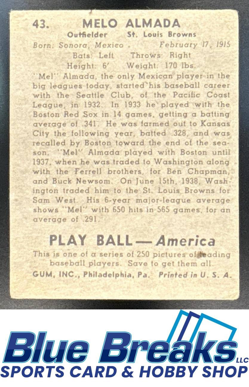 1939 Play Ball Melo Almada #43 Cardinals