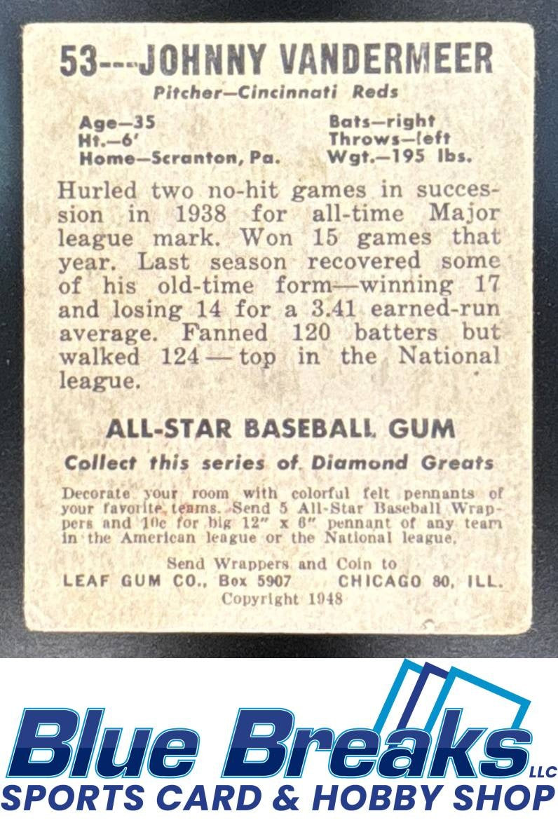 1948 Leaf John Vandermeer #53 Baseball Reds