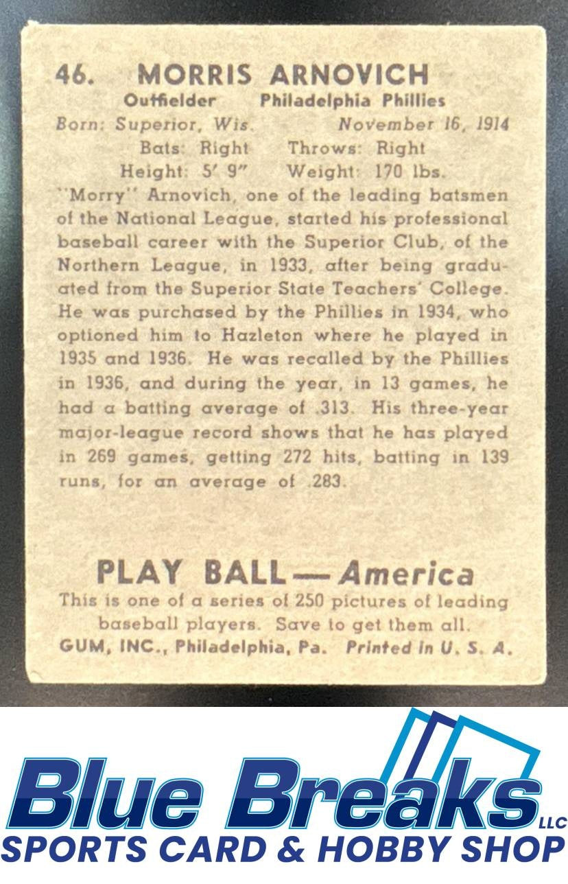 1939 Play Ball Morrie Arnovich #46 Phillies