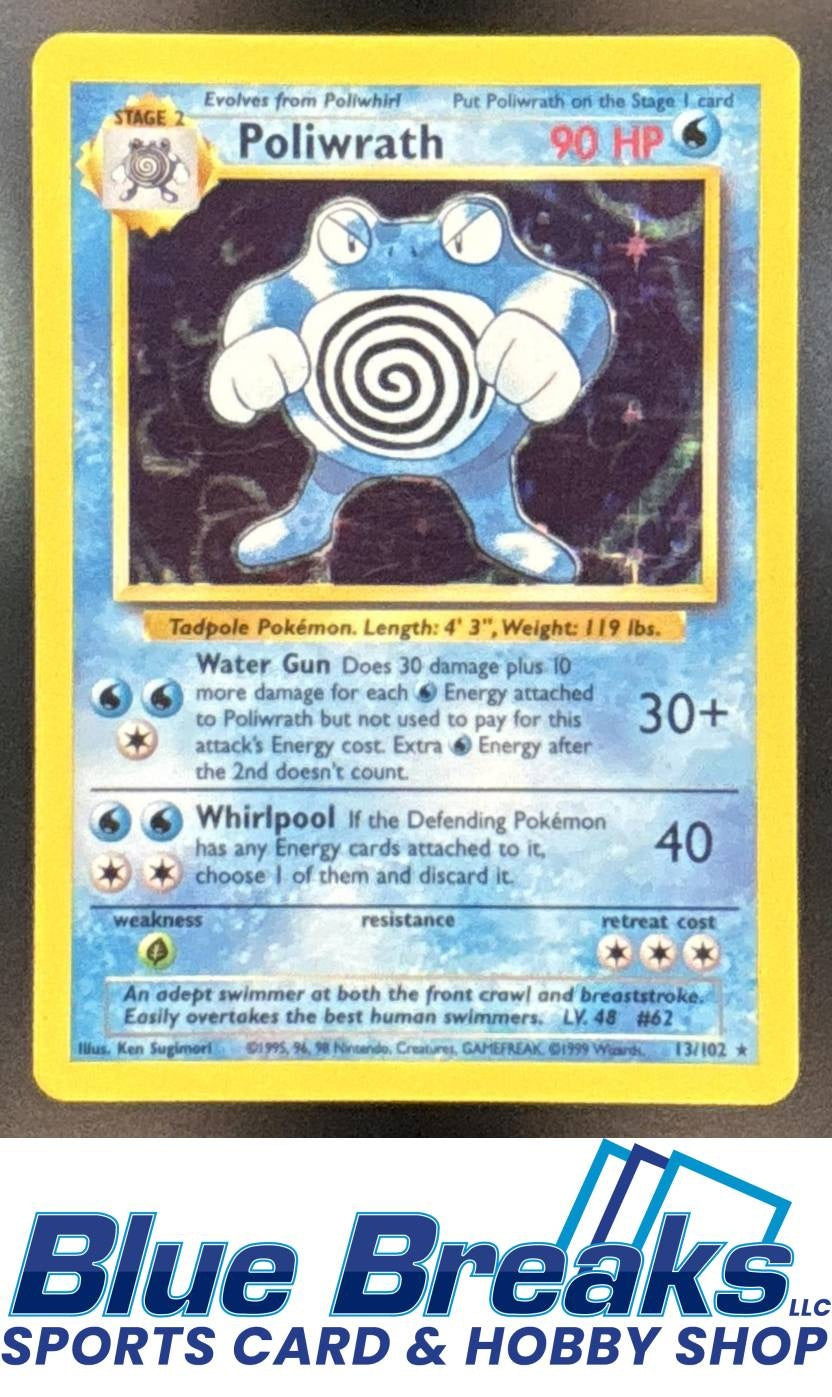 1999 Pokemon Unlimited Set Poliwrath #13/102 Rare Holo