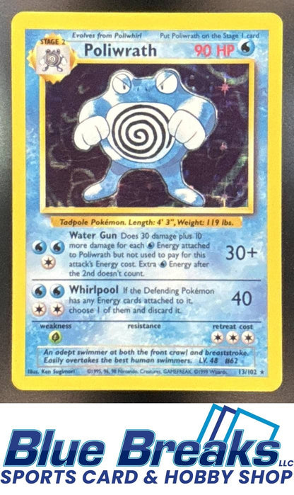 1999 Pokemon Unlimited Set Poliwrath #13/102 Rare Holo