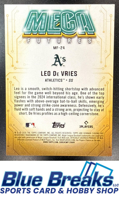 2026 Bowman Mega Box Leo De Vries #MF-24 Futures Chrome Mojo Refractor SSP Las Vegas Athletics