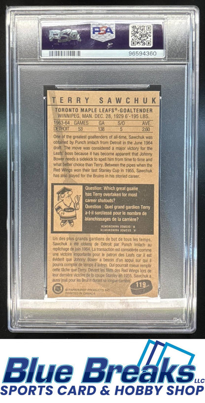 1994 Parkhurst Tall Boys 1964-65 Terry Sawchuk #119 PSA 8 Toronto Maple Leafs