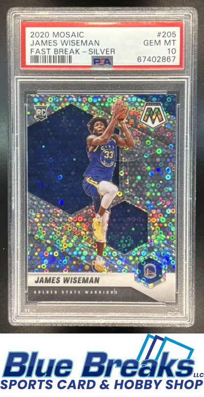 2020 Panini Mosaic James Wiseman #205 Fast Break Silver RC PSA 10 Golden State Warriors