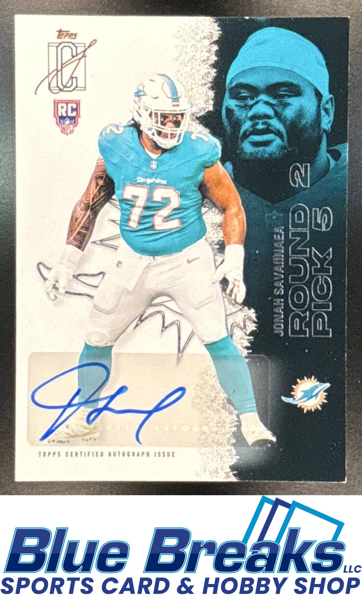 2025 Topps Signature Class RC Auto Jonah Savaiinaea #237 Miami Dolphins