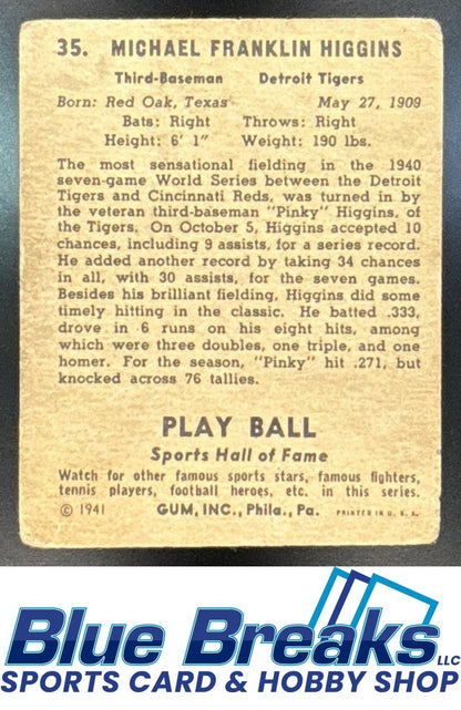 1941 Trading Card Michael Franklin Higgins #35 Tigers