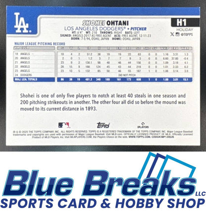 2025 Topps Holiday Silver Glitter Shohei Ohtani [RC] #H1 Los Angeles Dodgers