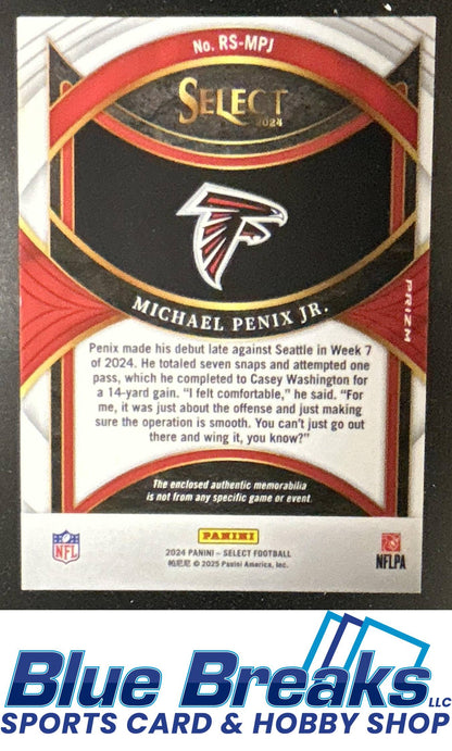 2024 Panini Select Michael Penix Jr. #RS-MPJ Rookie Swatches Red Prizm Relic RC Atlanta Falcons